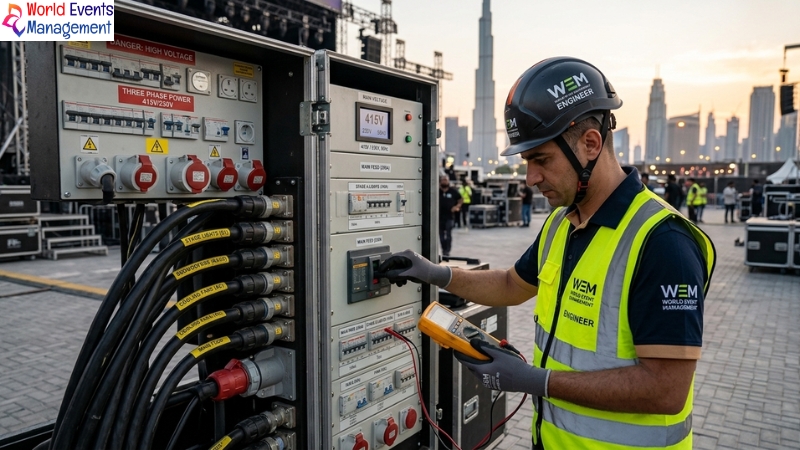 Engineer adjusting breaker in Dubai