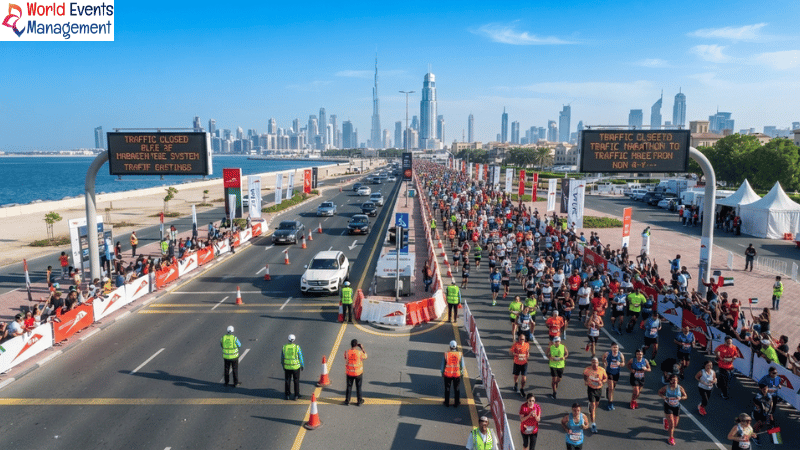 Closed Dubai highway marathon.