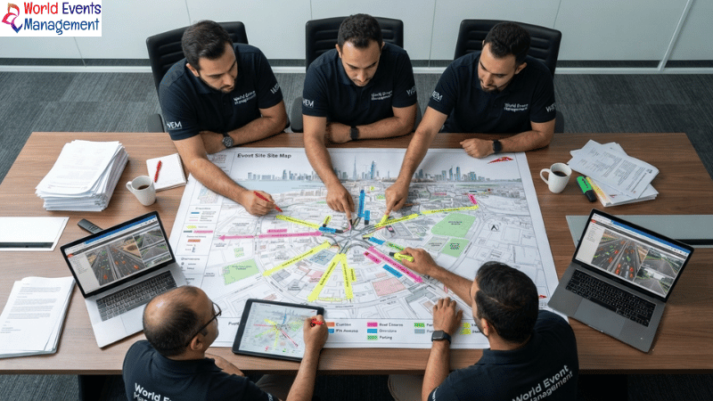 Team reviewing event map.