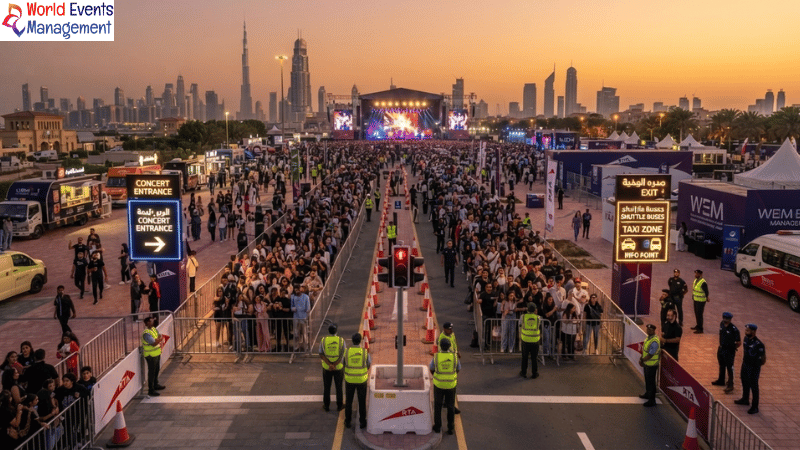 Outdoor concert crowd control.