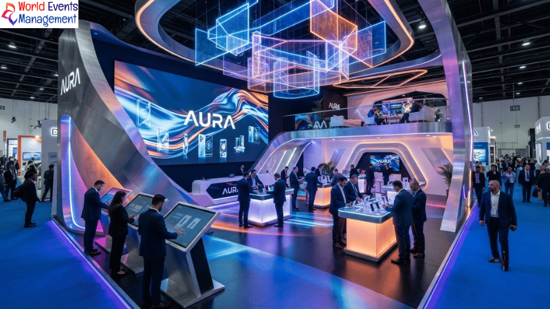 Futuristic exhibition stall design.