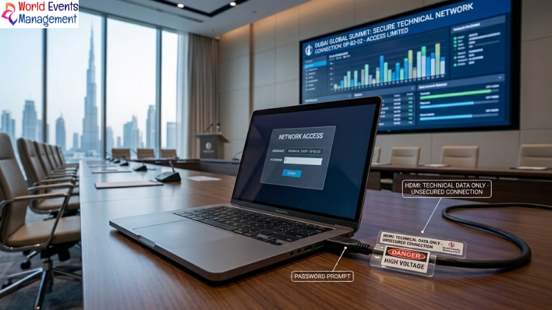 Secure boardroom network laptop.