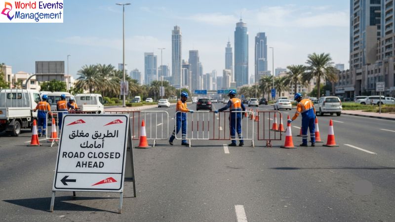 Dubai road closure barriers