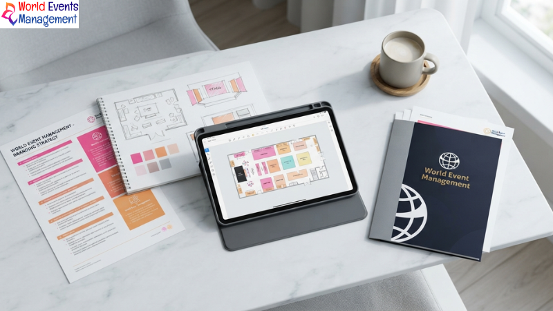 Event planning desk setup
