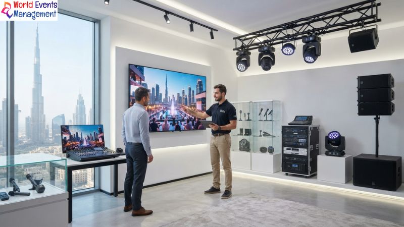 AV equipment rental showroom.