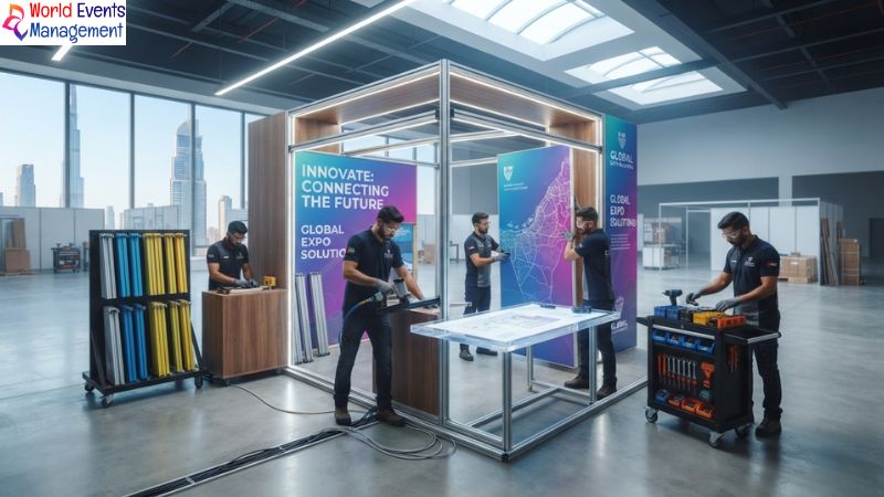 Modular exhibition stand assembly.