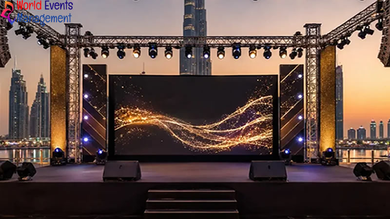 Premium outdoor AV stage with LED display and creative lighting design for events