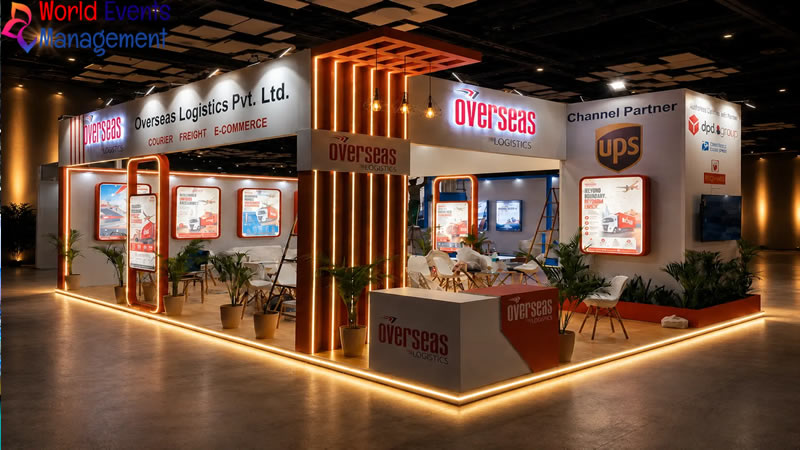 Custom exhibition stand design in Dubai with premium lighting and product display solutions