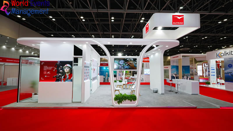 Creative exhibition stand design with modern structure and open display concept